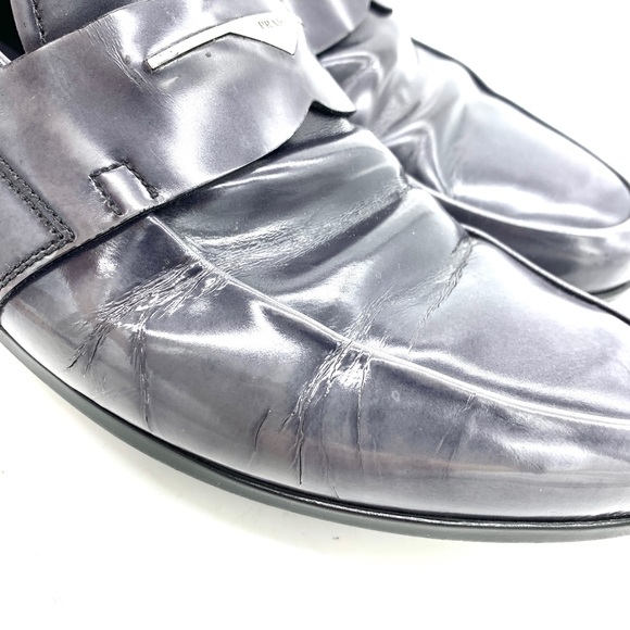 Prada Gray Marble Patent Leather Loafers Men - Picture 9 of 16
